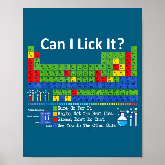 Can I Lick It Periodic Table Chart Science Teacher Poster (Voorkant)