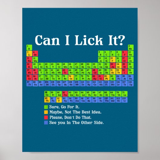 Can I Lick It Periodic Table Chart Science Teacher Poster (Voorkant)