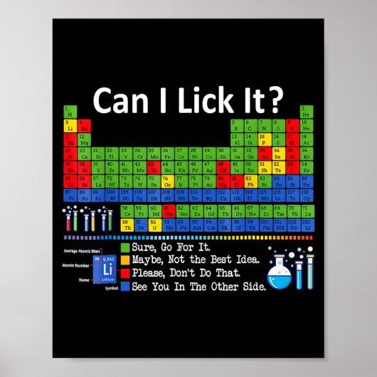 Can I Lick It Periodic Table Chart Science Teacher Poster (Voorkant)
