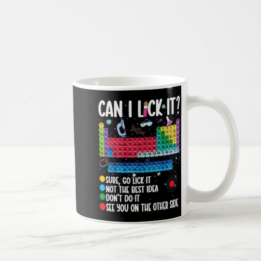 Can I Lick It Periodic Table Funny Science Chemist Koffiemok (Rechts)