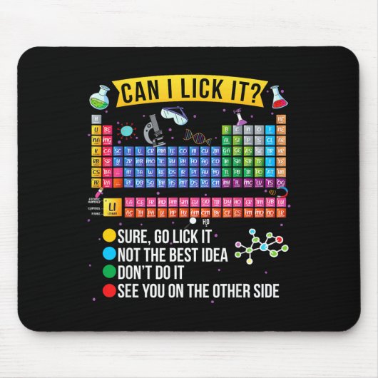 Can I Lick It Periodic Table Funny Science Chemist Muismat (Voorkant)