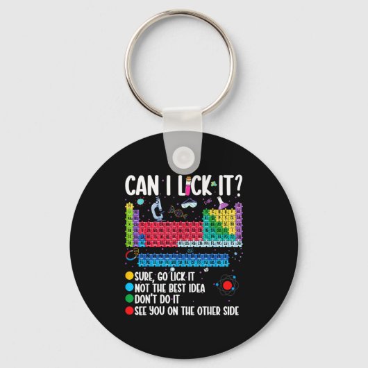 Can I Lick It Periodic Table Funny Science Chemist Sleutelhanger (Voorkant)