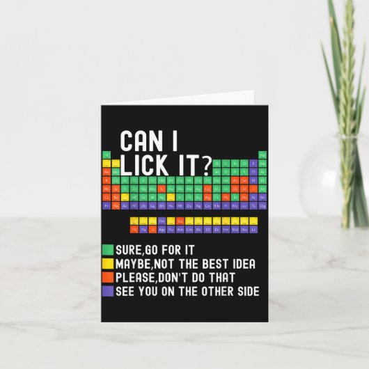 Can I Lick It Periodic Table Funny Science Teacher Kaart (Voorkant)