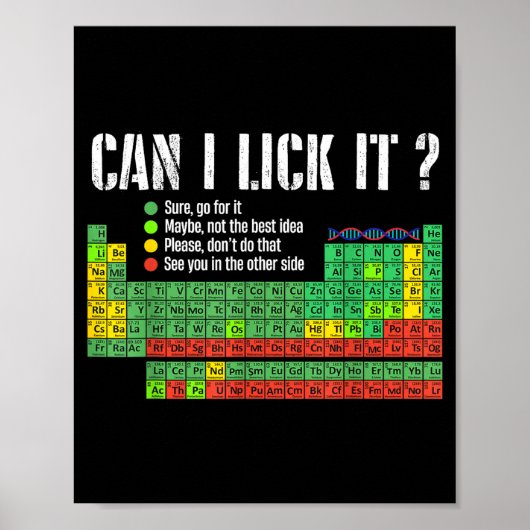 Can I Lick It Periodic Table Funny Science Teacher Poster (Voorkant)