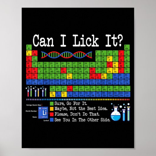 Can I Lick It Periodic Table Funny Science Teacher Poster (Voorkant)