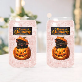 Can Peking kitty whimsical happy Halloween? Blikvorm Glas