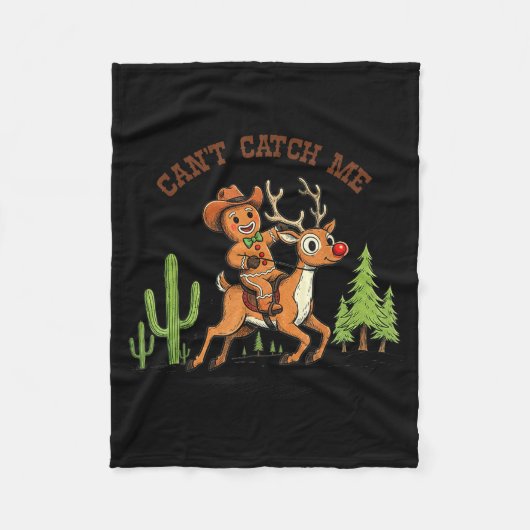 Can’t Catch Me Gingerbread Cowboy Funny Christmas Fleece Deken (Voorkant)