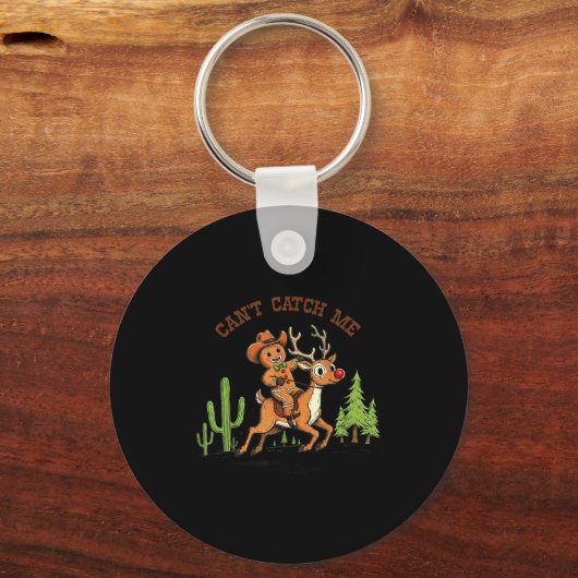 Can’t Catch Me Gingerbread Cowboy Funny Christmas Sleutelhanger (Voorkant)