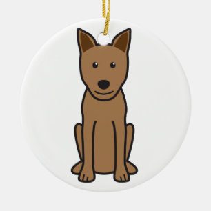 Canaan Dog Cartoon Keramisch Ornament