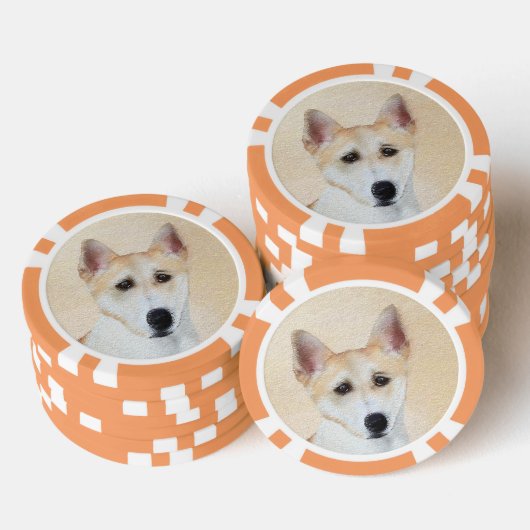 Canaan Dog Painting - Cute Original Dog Art Poker Chips (Opstapeling)