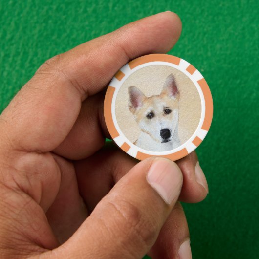 Canaan Dog Painting - Cute Original Dog Art Poker Chips (Hand)