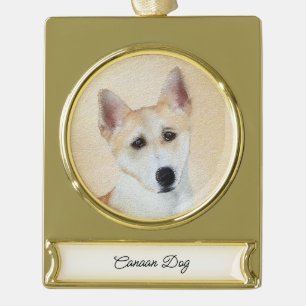 Canaan Dog Painting - Cute Original Dog Art Verguld Banner Ornament