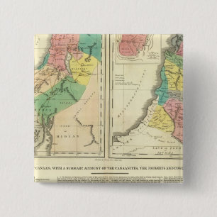 Canaan - Israel Atlas Map Vierkante Button 5,1 Cm