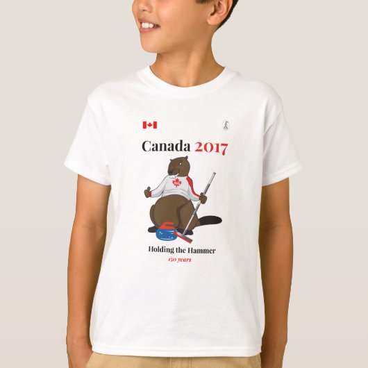 Canada 150 in 2017 Curling Hammer T-shirt (Voorkant)