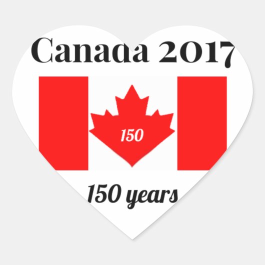 Canada 150 in 2017 Heart Flag Hart Sticker (Voorkant)