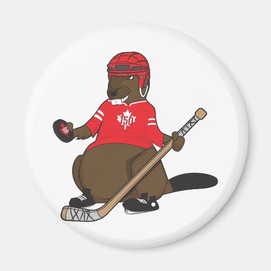 Canada 150 in 2017 Hockey Beaver Magneet (Voorkant)