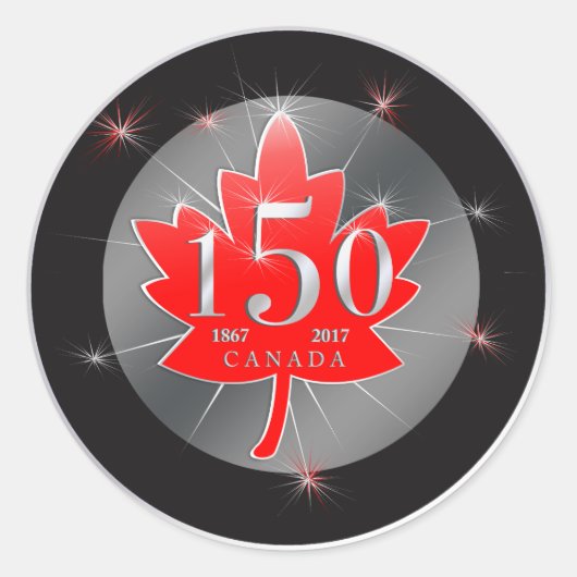 Canada 150-jarige feestdag ronde sticker (Voorkant)