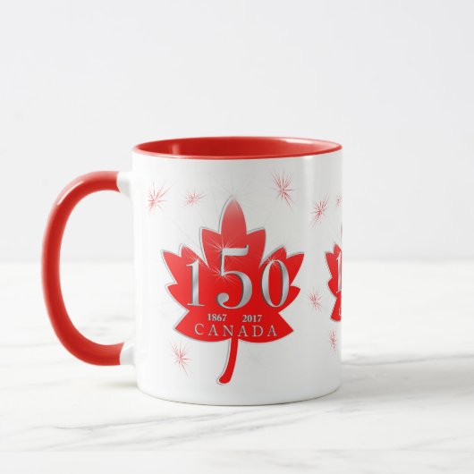 Canada 150 Red Maple Leaf Fireworks Mok (Links)