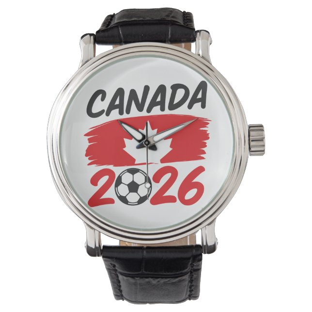 Canada 2026 Soccer Fan Design with Maple Leaf Horloge (Voorkant)