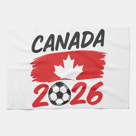 Canada 2026 Soccer Fan Design with Maple Leaf Theedoek (Horizontaal)
