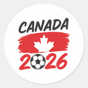 Canada 2026 Voetbalfan Design met Esdoornblad Ronde Sticker