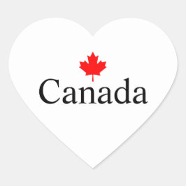 Canada aangepaste tekst met rode esdoorn blad hart sticker