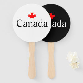 Canada aangepaste tekst met rode esdoorn blad part handwaaier