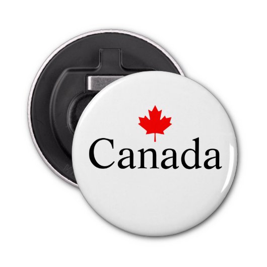 Canada aangepaste tekst met rode esdoornblad minim button flesopener (Voorkant)