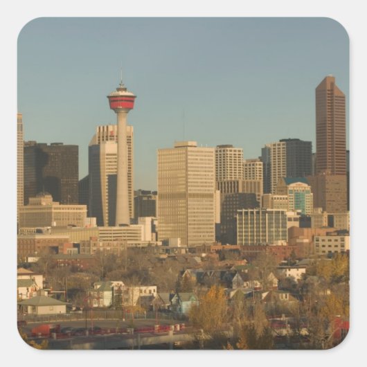 Canada, Alberta, Calgary: City Skyline van 2 Vierkante Sticker (Voorkant)