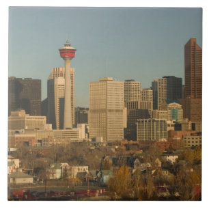 Canada, Alberta, Calgary: Stedelijk silhouet vanui Tegeltje