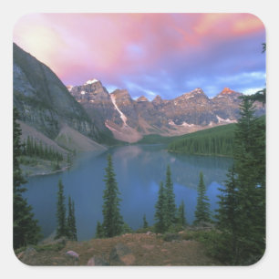 Canada, Alberta, Lake Moraine bij zonsopgang, Banf Vierkante Sticker