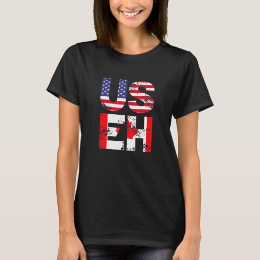 Canada Amerikaanse vlag Eh T-shirt (Voorkant)