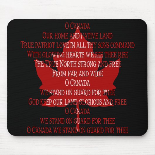 Canada Anthem Mousepad Canada Maple Leaf Mousepad Muismat (Voorkant)