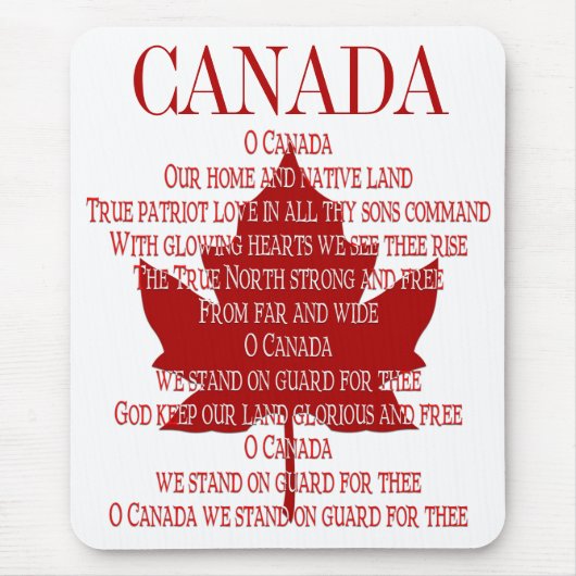 Canada Anthem Mousepad Canada Maple Leaf Mousepad Muismat (Voorkant)