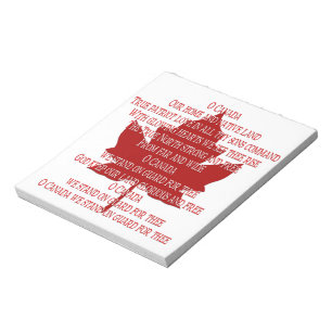 Canada Anthem Souvenir Notepad Canada - cadeaus Notitieblok