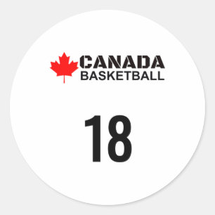 Canada Basketbal Nummer 18 Ontwerp Gift Idee Ronde Sticker