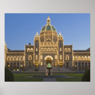 Canada, BC, Victoria, BC wetgevingsgebouw bij Poster