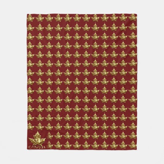 Canada Blanket Gold Canada Maple Leaf Blanket Fleece Deken (Voorkant)