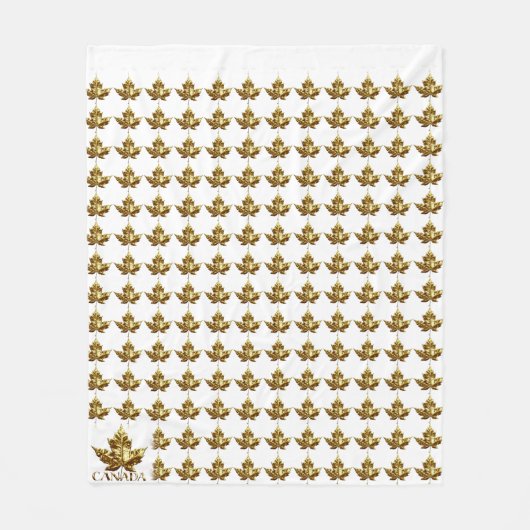 Canada Blanket Gold Canada Maple Leaf Blanket Fleece Deken (Voorkant)