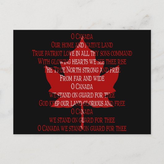 Canada Briefkaarten Canada Anthem Souvenir Briefka (Voorkant)