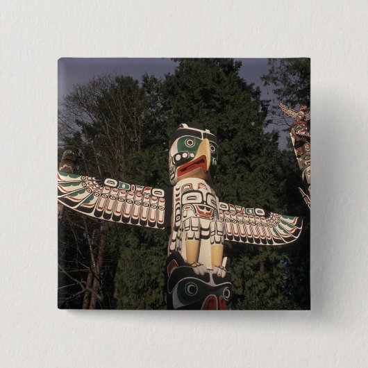 Canada, British Columbia, Vancouver.  Native Vierkante Button 5,1 Cm (Voorkant)