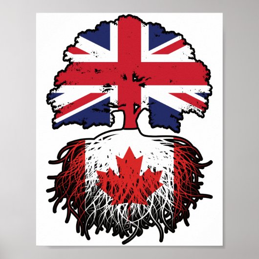 Canada British UK Tree Roots Flag Poster (Voorkant)