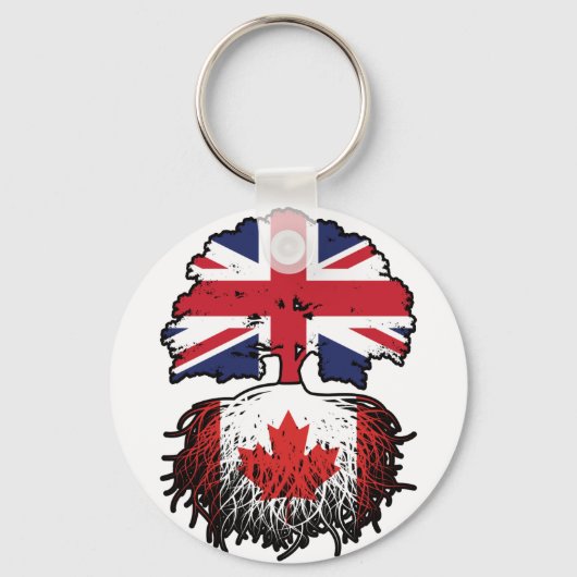 Canada British UK Tree Roots Flag Sleutelhanger (Voorkant)