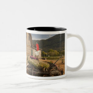 CANADA, Brits-Columbia, Enderby. Houten schuur Tweekleurige Koffiemok