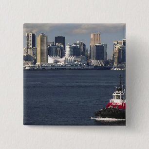 Canada, Brits-Columbia, Vancouver. Binnenstad Vierkante Button 5,1 Cm