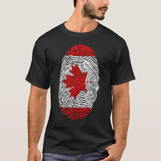 Canada Canadese Vlag Vingerprint Maple Leaf Citize T-shirt (Voorkant)