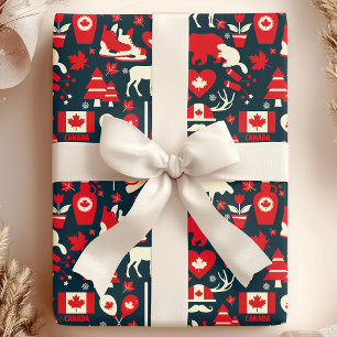 Canada Canadian KerstWinter Moose Pattern Cadeaupapier