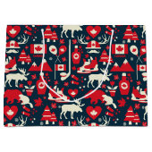 Canada Canadian KerstWinter Moose Pattern Groot Cadeauzakje (Voorkant)