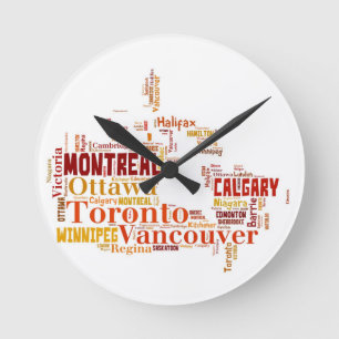 Canada Cities Word Art Ronde Klok