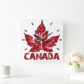 Canada Clock Cool Canada Souvenir Wall Clocks Gift Vierkante Klok (Huis)